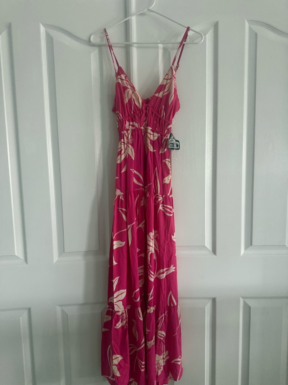 Pink Floral Maxi Sundress with Spaghetti Straps